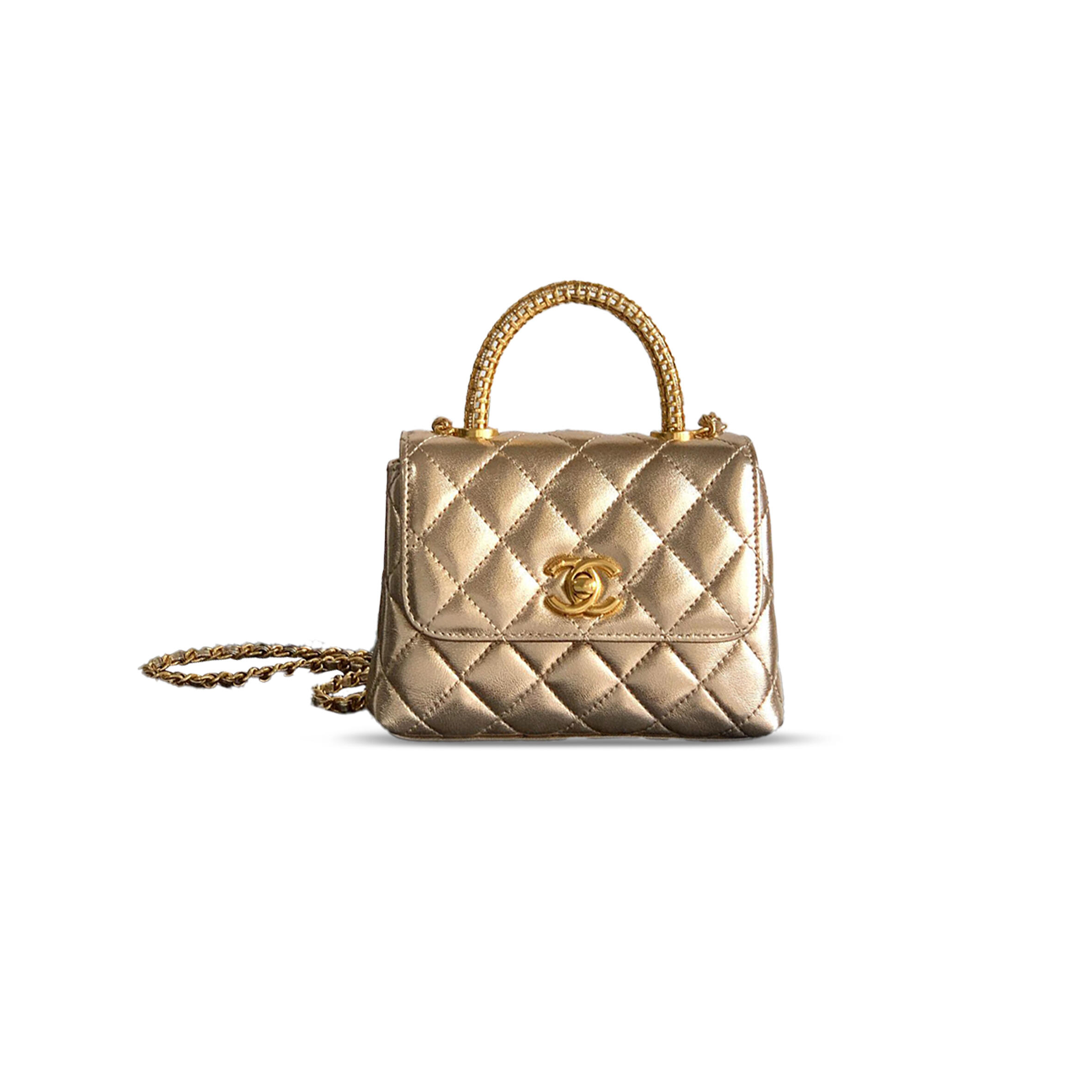 CHANEL MASTER 25A CALFSKIN QUILTED TOP HANDLE FLAP BAG 103720 (14*11.5*5.5cm)